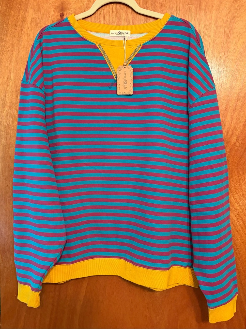 NATURAL LIFE Oversized Striped Crewneck Sweatshirt S/M
